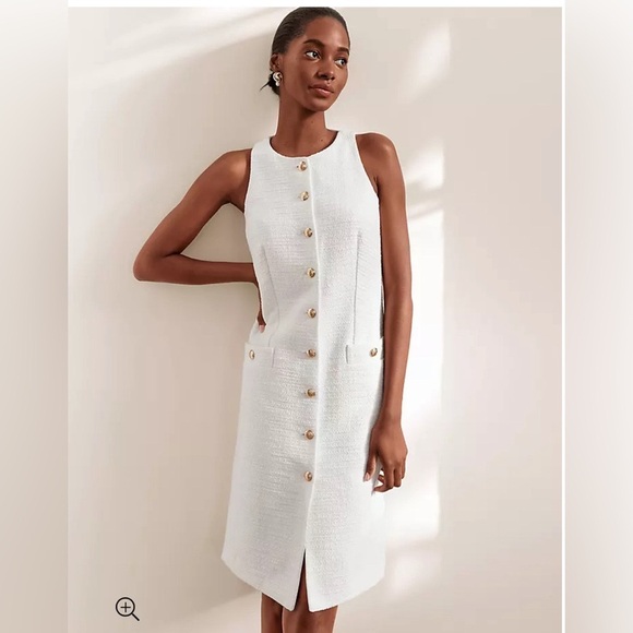 NEW Ann Taylor Petite Tweed button pocket halter dress 4petite - Picture 1 of 8